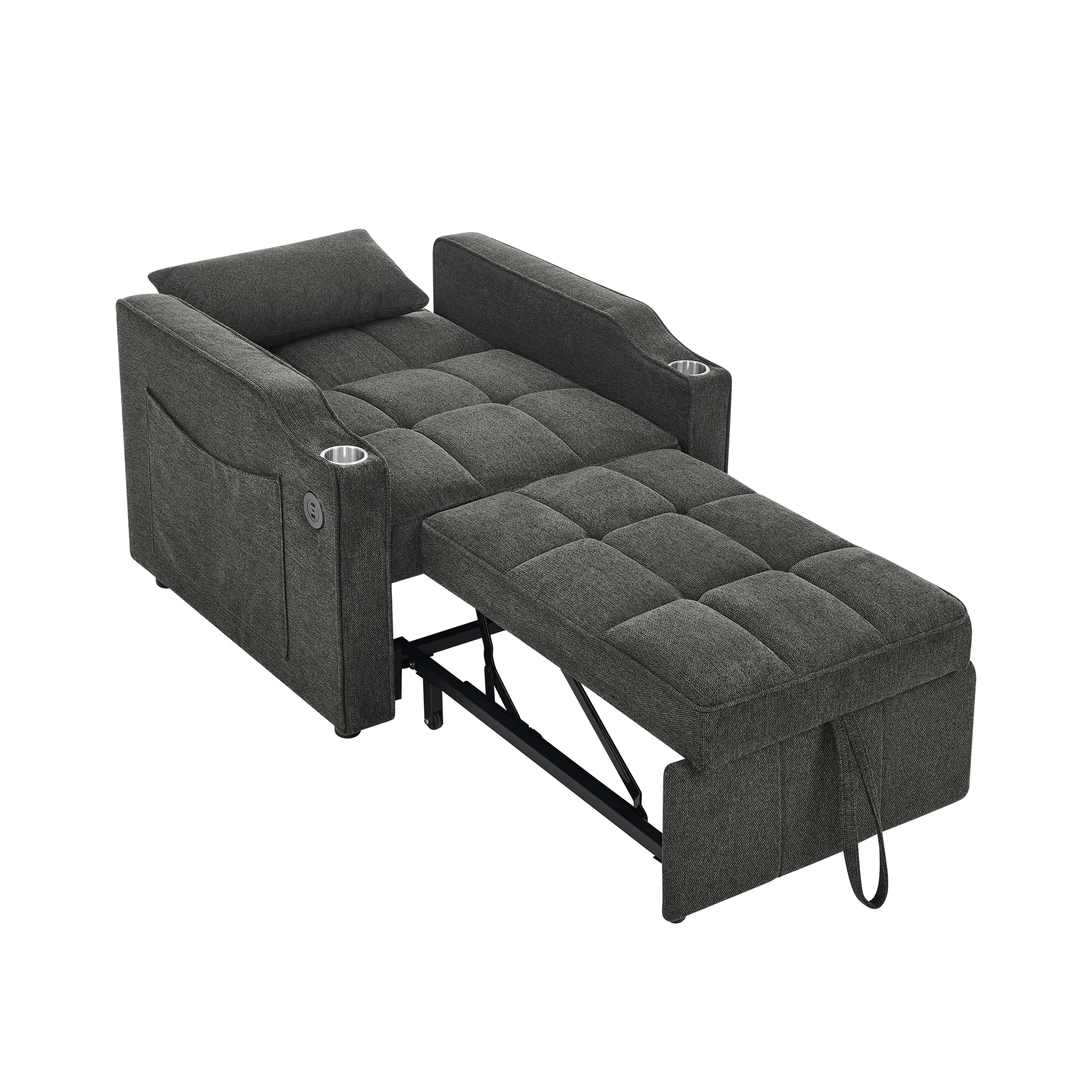 3-in-1 Sofa Bed Slide-to-Transform USB Charging - Gray