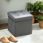 Folding Storage Stool with Storage Box, Foam, MDF, Grey