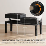 Piano Bench, Height-Adjustable, Storage, 220 kg Capacity, Faux Leather, Black