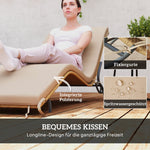 Sun Lounger, Water-Repellent, 120 kg Load Capacity, Polyrattan Beige