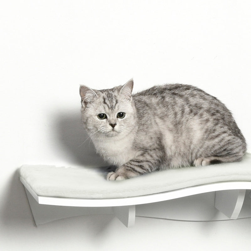 Cat Climbing Wall Hammock Bed, Wall Mounted Furniture, Plush MDF White