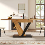 Extendable Dining Table with Internal Leaves and Seats 4-6, Wood Grain Finish