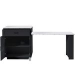 Extendable Bar Table Kitchen Island with Storage, 2 Drawers & Shelves - Black