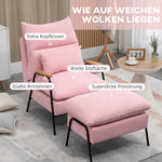 Wingback Chair with Footstool, Reclining, Pink