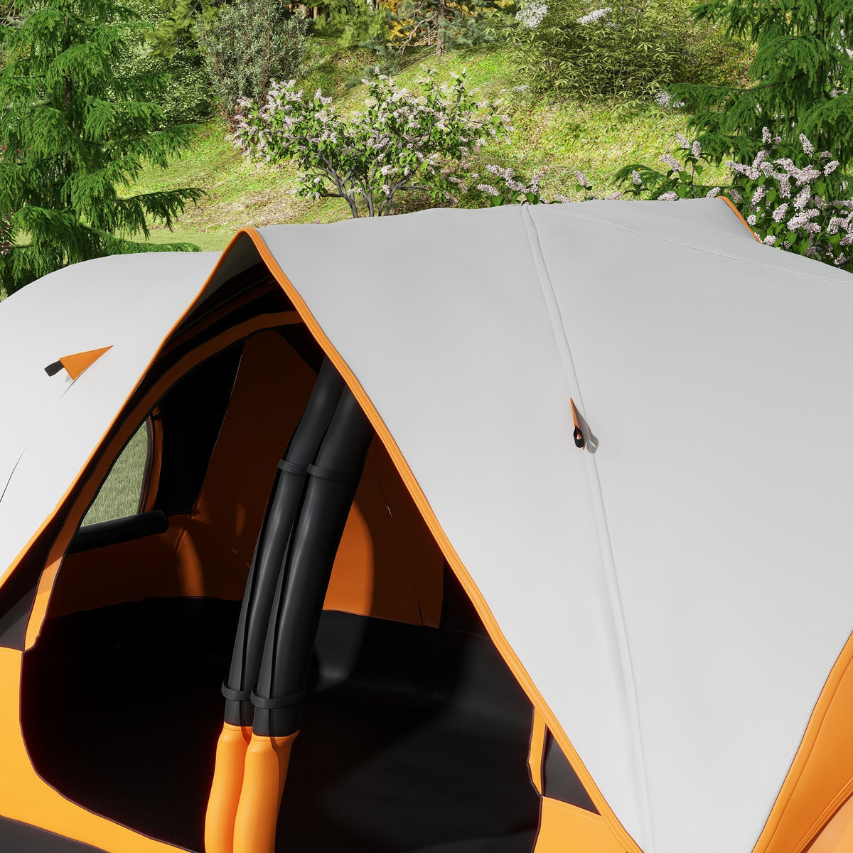 Camping Tent, Tunnel Tent 8-Person 2 Rooms Windproof 2000mm Water-Repellent, Orange