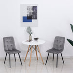Dining Chairs, Set of 2 Upholstered Kitchen Chairs, Grey Black Metal