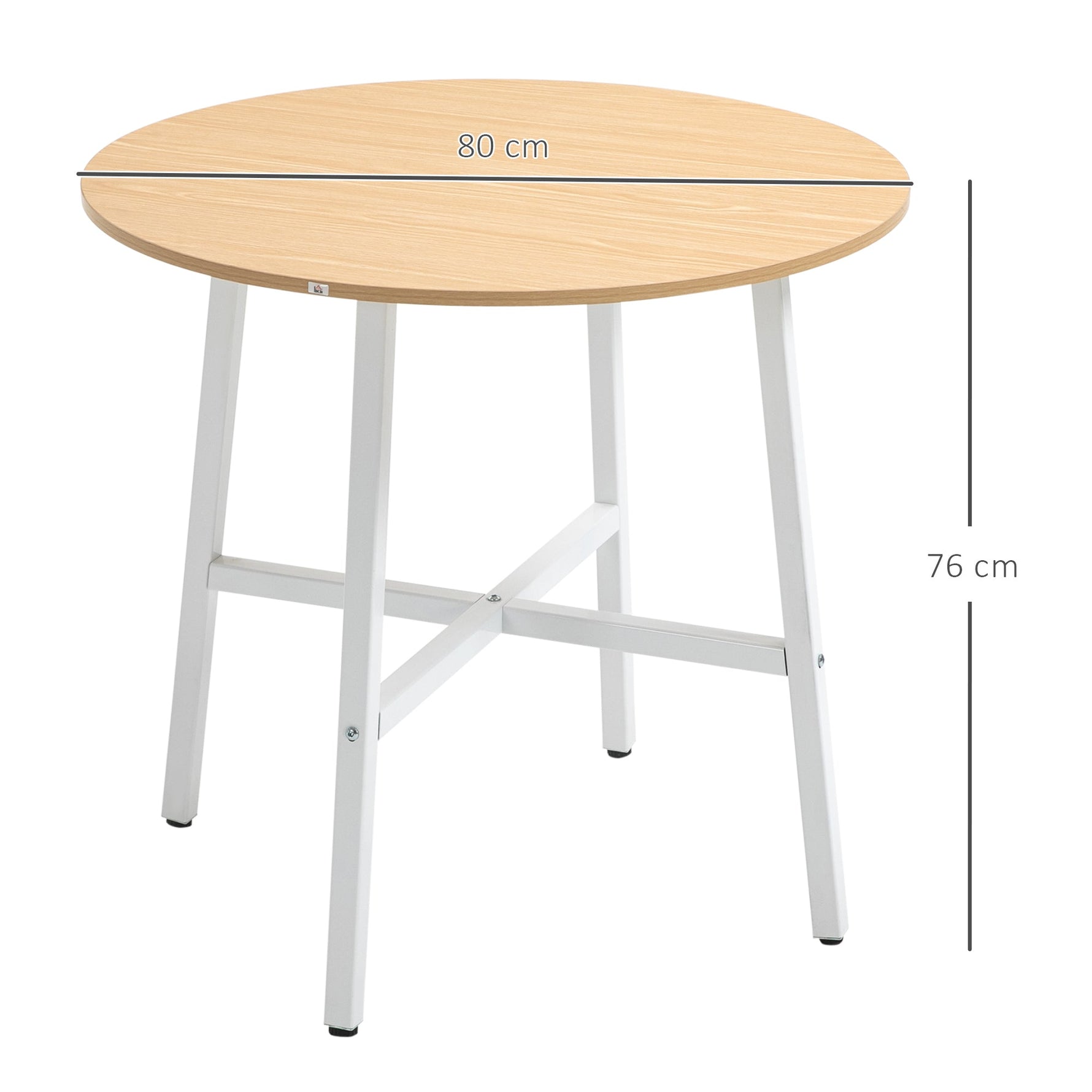 Dining Table for 4 People, Modern Living Room, Steel & Natural Wood