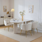Chairs, 4 Modern Velvet Petal Back Upholstered with Gold Metal Legs and Butterfly Cushions, Velvet