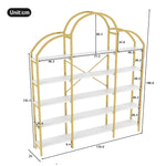 Cloud Shape Display Shelf 170x190cm 5-Tier Storage Steel Tube MDF Gold + White