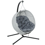 Egg-Shaped Outdoor Hanging Chair, Foldable Swing with Cup Holder, Gray