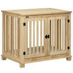 Dog Cage for Medium Dogs, Cushion, Natural Wood in Cream White