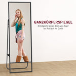 Full-Length Mirror, Industrial Design, Rear Shelf, 2 Hooks, Metal, Black
