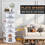 Shoe Rack Tower 6-Tier 360° Rotating for 24 Pairs - White