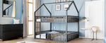 Bunk Bed, Loft Design with Stairs & Door, Black Metal