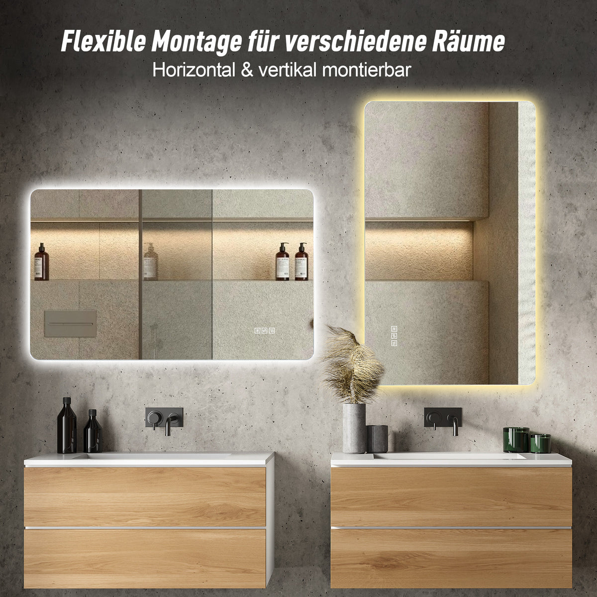 LED Bathroom Mirror 60x100 cm - Backlit Dimmable HD Silver Glass