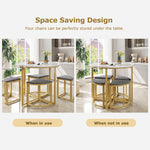 Dining Table Set 5-Piece Modern Luxury Gilded Iron Frame Grey Velvet