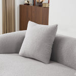 Curved Double Sofa, Compression Bedroom Couch with 2 Pillows and Round Arms, Light Grey