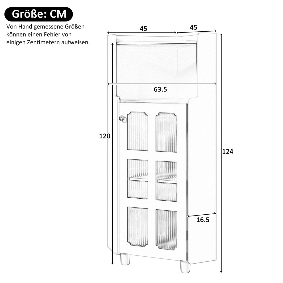 Corner Cabinet LED Lighting App Control Lacquered 63.5x124cm - White