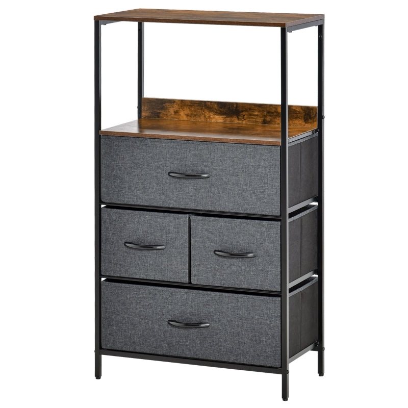 Chest of Drawers, 4-Drawer Linen Storage Cabinet, Black
