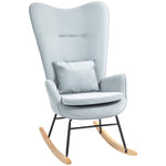 Rocking Chair, Armrests, Velvet Look, Light Grey