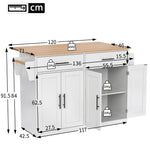 Serving Trolley Folding Tabletop Casters Interchangeable Legs - White