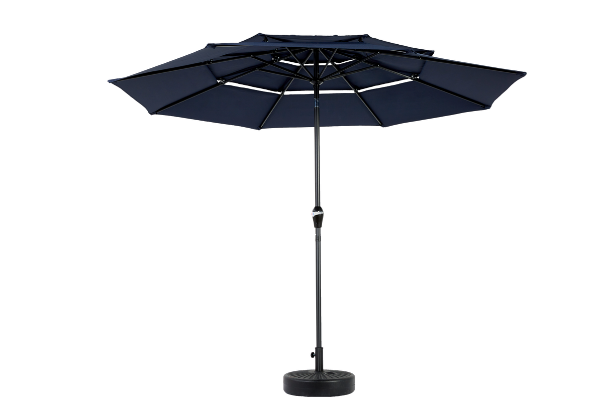 Outdoor Umbrella 14.8 Ft Double Sided Rectangular Large with Crank, Navy Blue