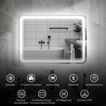 Bathroom Mirror with Lighting, LED, Bluetooth, Anti-Fog, Silver