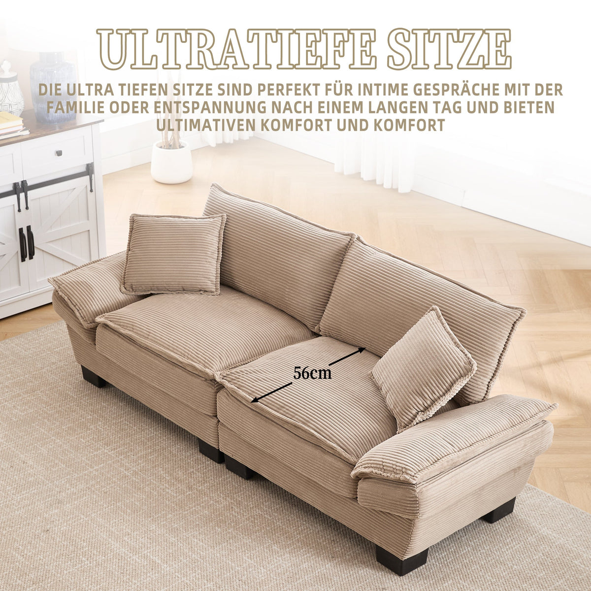 Double Sofa Modern Simple Feather Bed Cozy Khaki