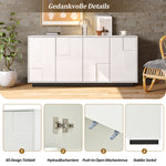 Sideboard 160cm High-Gloss 4 Doors Storage Geometric Design - White/Black