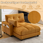 Palm Chair with Fluffy Cushions, Headrest, 3-Cup Holder & Side Pocket, Mustard
