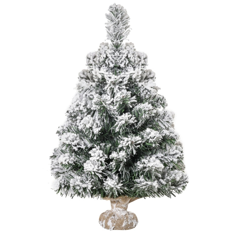 Mini Artificial Christmas Tree 60cm, 67 Tips with Snow, Cement Base