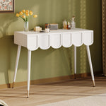 Dressing Vanity Table with 2 Drawers and Metal Legs in White