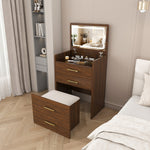 3-in-1 Dressing Table Set with 3 Drawers & Mirror, Clear Glass