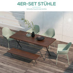 Garden Chairs Set of 4 with Backrest Armrests Weatherproof - Plastic/Metal Green