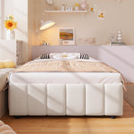 Upholstered Bed 90x200cm Hydraulic Storage - Beige
