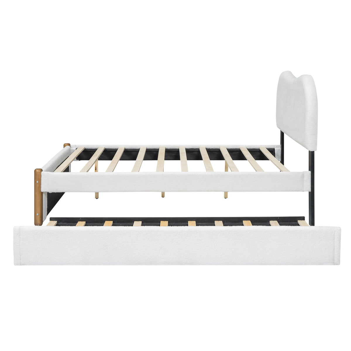 Upholstered Bed 140x200cm Pull-out Rollaway Bed - White