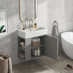 Bathroom Furniture Washbasin with Vanity Unit 55cm, Hanging, Light Grey