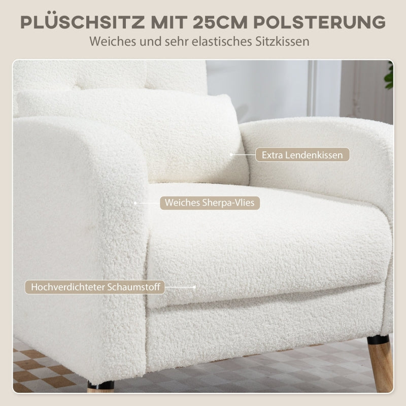 Lounge Chair, Lumbar Cushion Upholstered Armchair, White