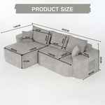 L-Shaped Corner Sofa Cloud Couch Modular Chaise XXL Deep Seat 262cm - Chenille Grey