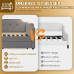 Sofa Bed 90x200 cm, USB-C Reading Light, 2 Storage Drawers, Velvet Gray