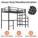 Loft Bed with L-shaped Desk, Storage & Stairs, Sturdy Metal