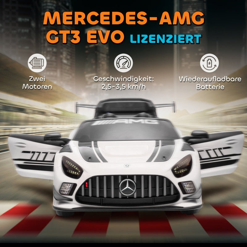 Mercedes Electric Ride-On Car for Children with 12V Battery and LED Lights, White