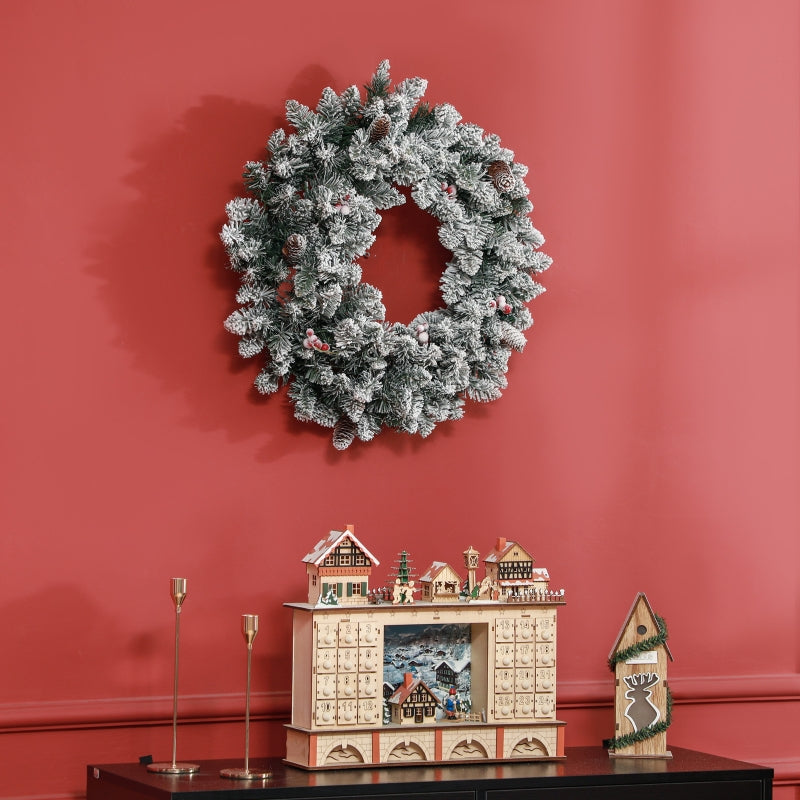 Christmas Wreath, LED Lighting, Red Berries, Green