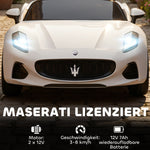 Maserati Electric Car for Children, 2-Seater 12V Battery with Remote Control, White
