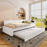 Daybed Sofa Bed 90x200cm Pull-Out Bed Lamp USB/Type-C - Fleece Imitation White