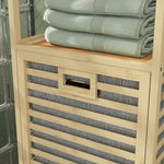 Bamboo Bathroom Shelf, 3 Open Shelves, Extendable Basket, Natural