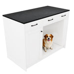 Kitchen Island with 3 Drawers Spice Rack Adjustable Shelf Pet Storage 120x60x90cm - White