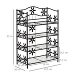 Small Shoe Rack/Plant Stand 4 Tiers Space-Saving Metal Black