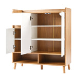 Chest of drawers with adjustable shelves, minimalist home organizer with solid wood legs