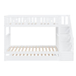 Bunk Bed for Kids with Pull-Out Bed and Storage Stairs, White